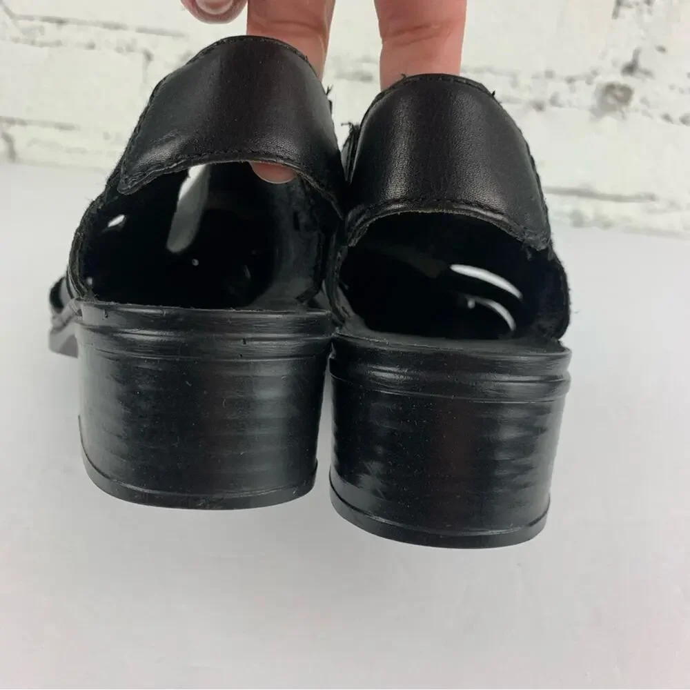 Rieker Black Leather Slingback Elastic Fisherman Sandals 39
